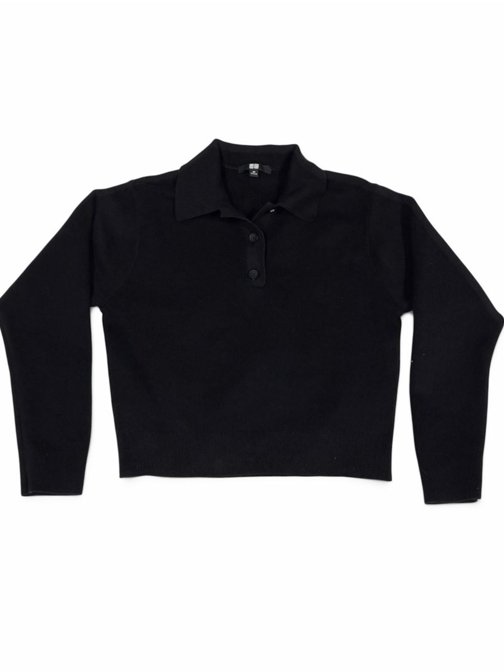 Uniqlo Smooth Cotton Polo Sweater XS Black 100% Cotton